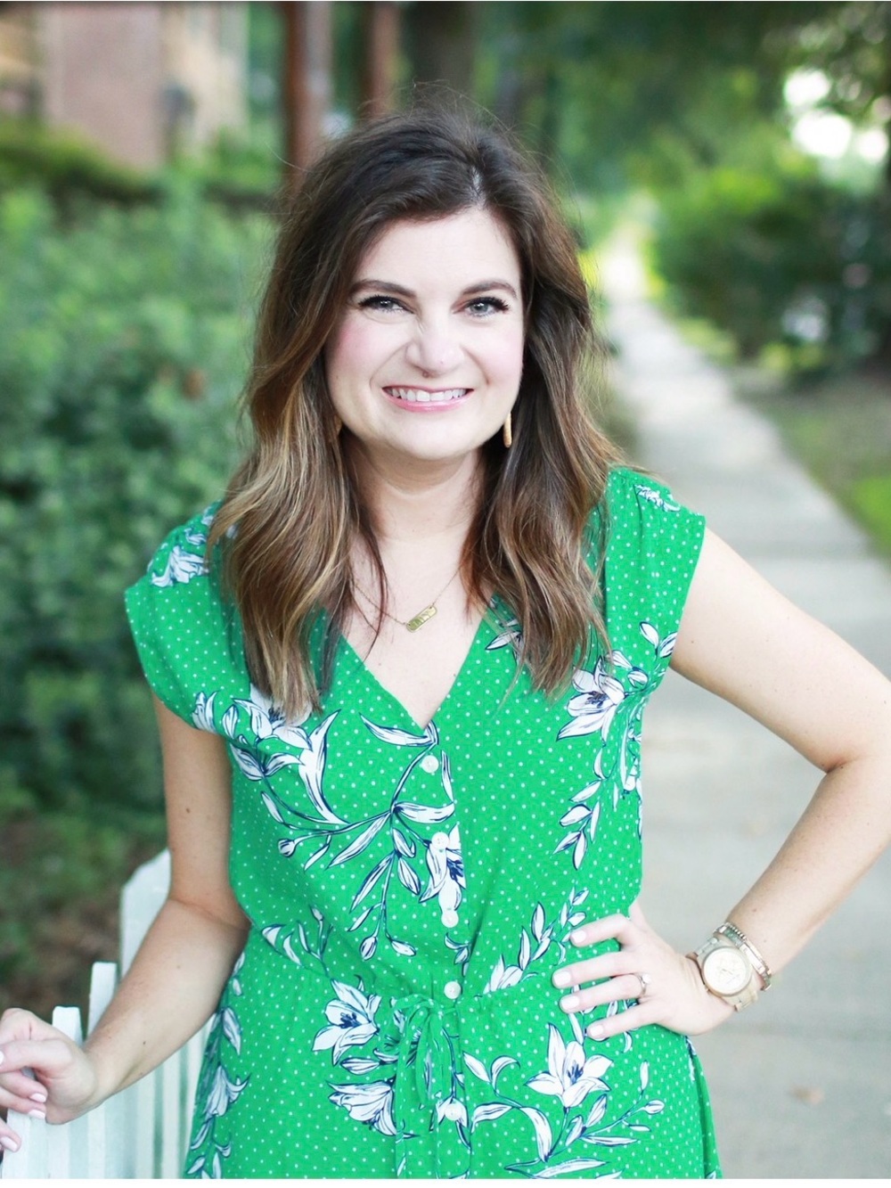 Draper James Green Floral Dress